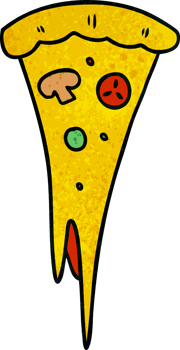 textured cartoon doodle of a slice of pizza png