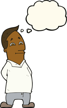 cartoon friendly man with thought bubble png