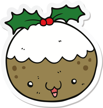 sticker of a cute cartoon christmas pudding png
