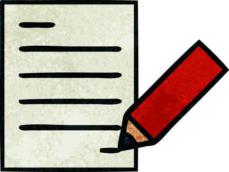 retro grunge texture cartoon of writing a document png