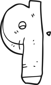 black and white cartoon stone number nine png