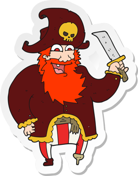 sticker of a cartoon pirate captain png