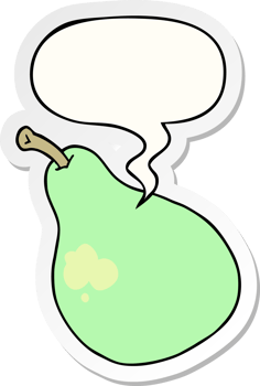 cartoon pear and speech bubble sticker png