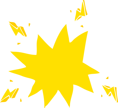 flat color illustration of a cartoon electrical sparks png