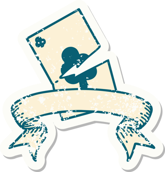 grunge sticker with banner of a torn card png