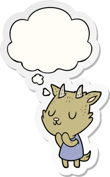 cartoon goat and thought bubble as a printed sticker png