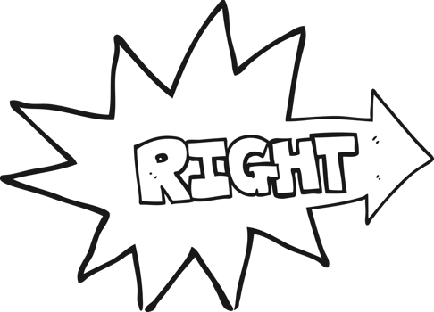 black and white cartoon right symbol pointing png