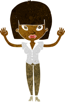 cartoon woman with raised hands png