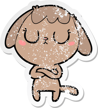 distressed sticker of a cute cartoon dog png