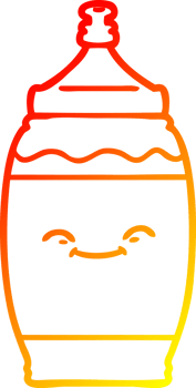 warm gradient line drawing cartoon happy water bottle png