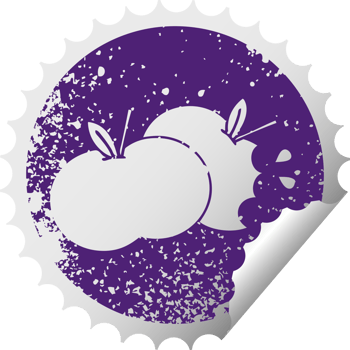 distressed circular peeling sticker symbol juicy apple png