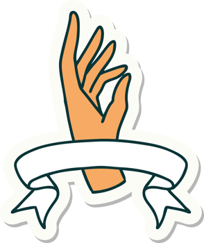 tattoo sticker with banner of a hand png