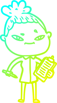 cold gradient line drawing cartoon woman png