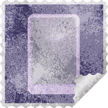 broken electronic tablet png square sticker stamp