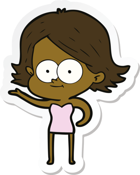 sticker of a happy cartoon girl png