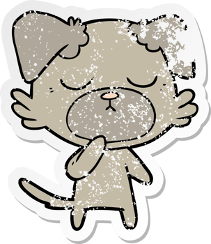 distressed sticker of a cute cartoon dog png
