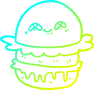 cold gradient line drawing cartoon fast food burger png