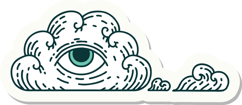 tattoo style sticker of an all seeing eye cloud png