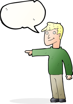 cartoon man pointing with speech bubble png