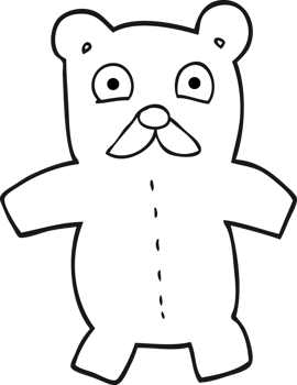 black and white cartoon teddy bear png