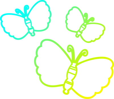 cold gradient line drawing cartoon butterflies png