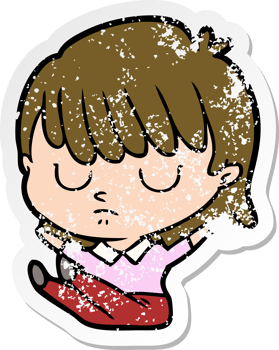 distressed sticker of a cartoon woman png