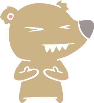 angry bear flat color style cartoon png