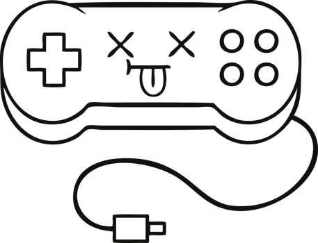 line drawing cartoon game controller png