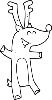black and white cartoon reindeer png