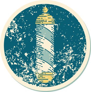 distressed sticker tattoo style icon of a barbers pole png