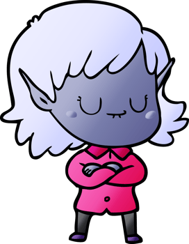 happy cartoon elf girl drawing png