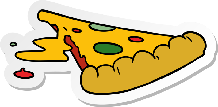 sticker cartoon doodle of a slice of pizza png