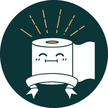 icon of tattoo style toilet paper character png