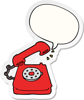 cartoon old telephone and speech bubble sticker png