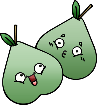 gradient shaded cartoon green pear png