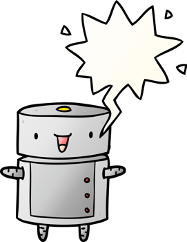 cute cartoon robot and speech bubble in smooth gradient style png