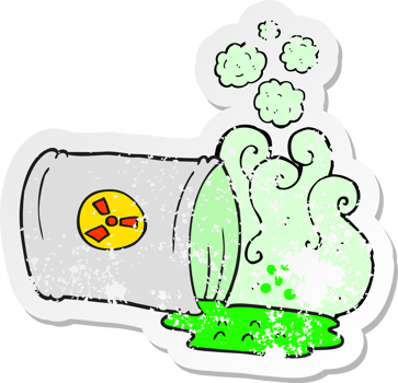 retro distressed sticker of a cartoon nuclear waste png