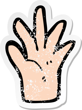 retro distressed sticker of a cartoon hand symbol png
