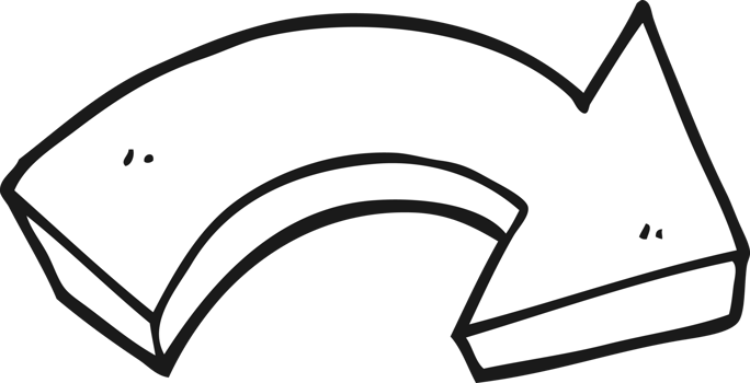 black and white cartoon pointing arrow png