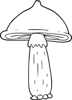 black and white cartoon mushroom png
