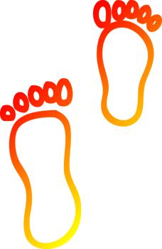 warm gradient line drawing cartoon foot prints png