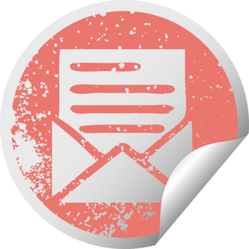distressed circular peeling sticker symbol letter and envelope png