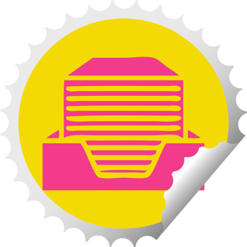 circular peeling sticker cartoon stack of office papers png