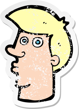 retro distressed sticker of a cartoon confused man png