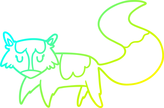 cold gradient line drawing cartoon fox png