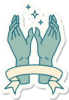 tattoo sticker with banner of mystic hands png