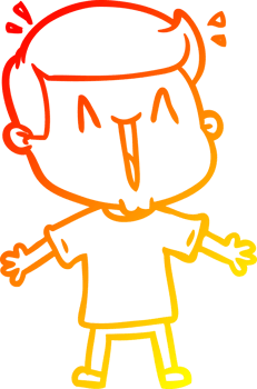 warm gradient line drawing cartoon excited man png