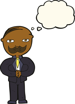 cartoon old man with mustache with thought bubble png