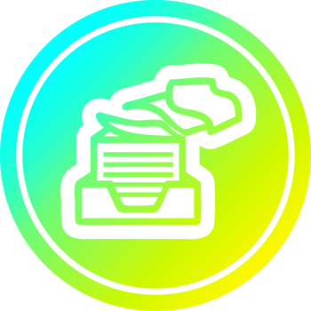 office paper stack circular in cold gradient spectrum png