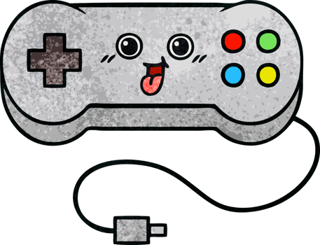 retro grunge texture cartoon game controller png